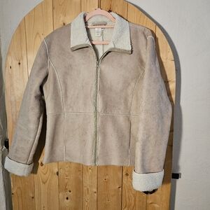 COLDWATER CREEK faux suede sherpa JACKET, size Medium